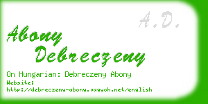 abony debreczeny business card